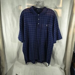 Polo by Ralph Lauren Men's Size Large Navy Grid Golf Shirt